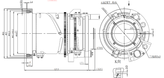 FWD-0326-0R Lente zoom motorizada EFL LWIR de 25-75 mm com comprimento de onda de 8-12 μm e foco elétrico - série calcogeneto